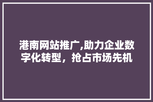 港南网站推广,助力企业数字化转型，抢占市场先机