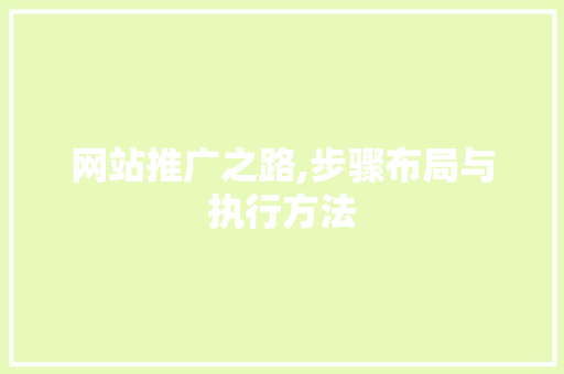 网站推广之路,步骤布局与执行方法