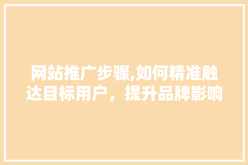 网站推广步骤,如何精准触达目标用户，提升品牌影响力