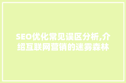 SEO优化常见误区分析,介绍互联网营销的迷雾森林
