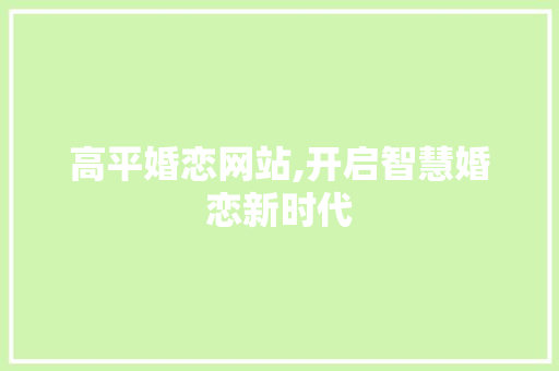高平婚恋网站,开启智慧婚恋新时代