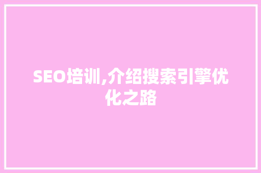 SEO培训,介绍搜索引擎优化之路