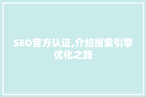 SEO官方认证,介绍搜索引擎优化之路