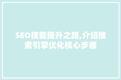 SEO技能提升之路,介绍搜索引擎优化核心步骤
