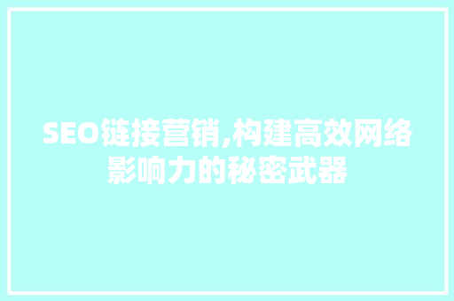 SEO链接营销,构建高效网络影响力的秘密武器