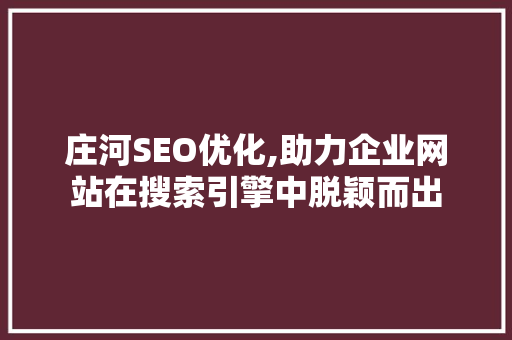 庄河SEO优化,助力企业网站在搜索引擎中脱颖而出