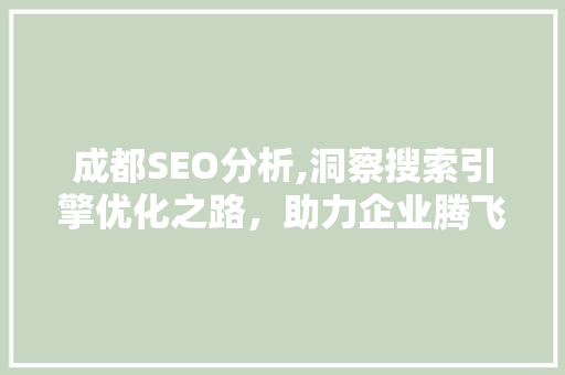 成都SEO分析,洞察搜索引擎优化之路，助力企业腾飞