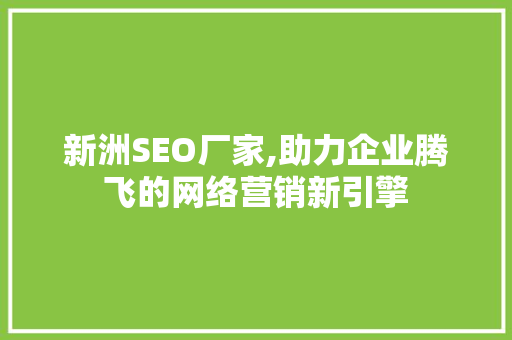 新洲SEO厂家,助力企业腾飞的网络营销新引擎