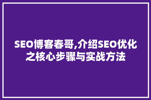 SEO博客春哥,介绍SEO优化之核心步骤与实战方法 网站建设