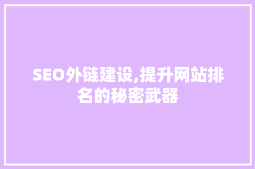 SEO外链建设,提升网站排名的秘密武器