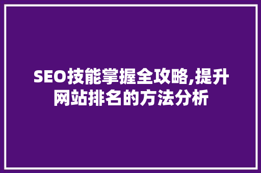 SEO技能掌握全攻略,提升网站排名的方法分析