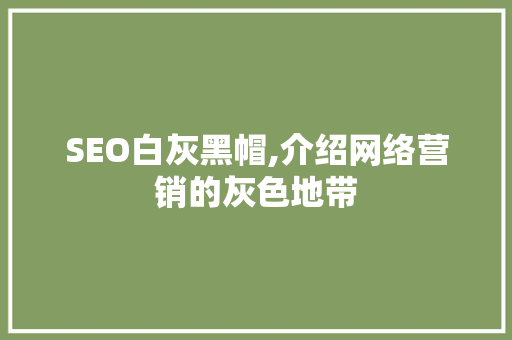 SEO白灰黑帽,介绍网络营销的灰色地带