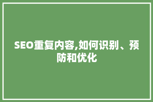 SEO重复内容,如何识别、预防和优化