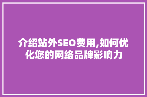 介绍站外SEO费用,如何优化您的网络品牌影响力