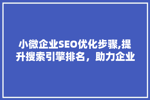 小微企业SEO优化步骤,提升搜索引擎排名，助力企业成长