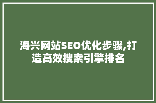 海兴网站SEO优化步骤,打造高效搜索引擎排名