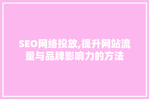 SEO网络投放,提升网站流量与品牌影响力的方法