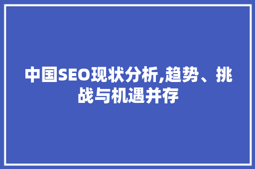 中国SEO现状分析,趋势、挑战与机遇并存