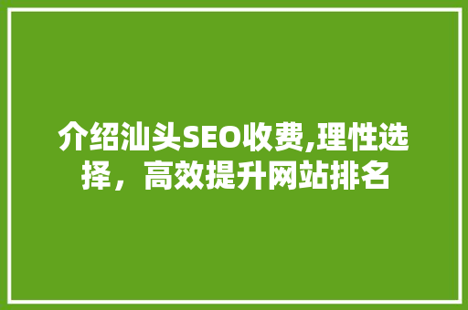 介绍汕头SEO收费,理性选择，高效提升网站排名