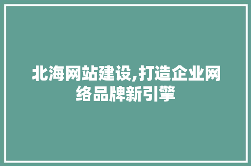 北海网站建设,打造企业网络品牌新引擎