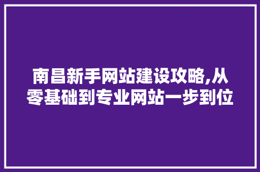 南昌新手网站建设攻略,从零基础到专业网站一步到位