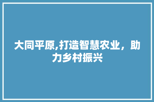 大同平原,打造智慧农业，助力乡村振兴