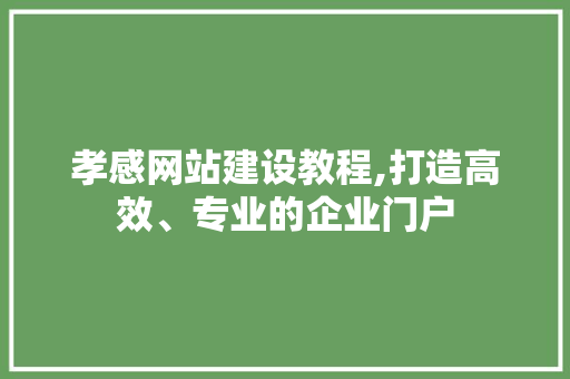 孝感网站建设教程,打造高效、专业的企业门户