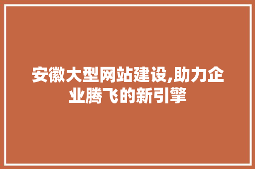 安徽大型网站建设,助力企业腾飞的新引擎