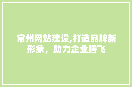 常州网站建设,打造品牌新形象，助力企业腾飞