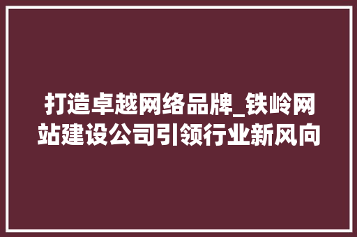 打造卓越网络品牌_铁岭网站建设公司引领行业新风向