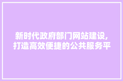 新时代政府部门网站建设,打造高效便捷的公共服务平台