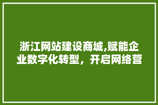 浙江网站建设商城,赋能企业数字化转型，开启网络营销新篇章