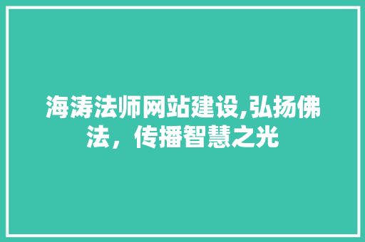 海涛法师网站建设,弘扬佛法，传播智慧之光