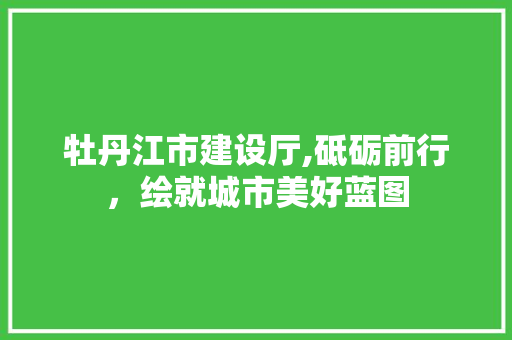 牡丹江市建设厅,砥砺前行，绘就城市美好蓝图