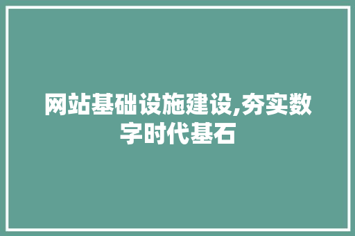 网站基础设施建设,夯实数字时代基石