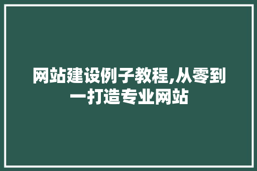 网站建设例子教程,从零到一打造专业网站