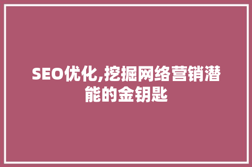 SEO优化,挖掘网络营销潜能的金钥匙