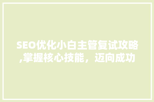 SEO优化小白主管复试攻略,掌握核心技能，迈向成功之路