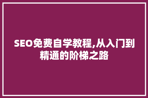 SEO免费自学教程,从入门到精通的阶梯之路