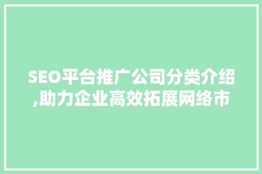 SEO平台推广公司分类介绍,助力企业高效拓展网络市场