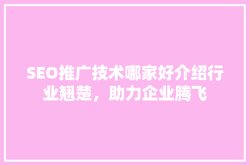 SEO推广技术哪家好介绍行业翘楚，助力企业腾飞