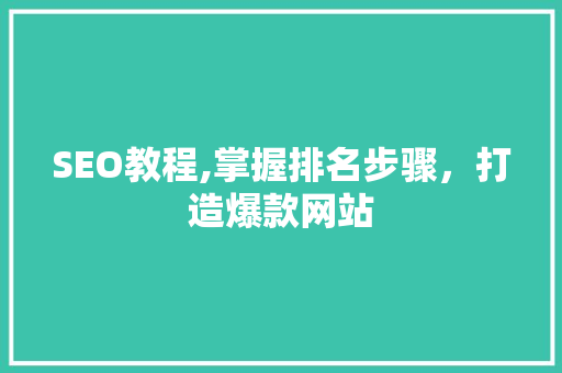 SEO教程,掌握排名步骤，打造爆款网站