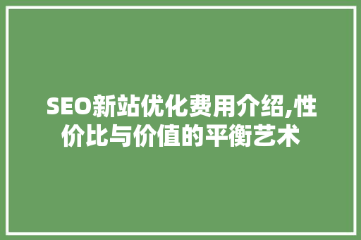 SEO新站优化费用介绍,性价比与价值的平衡艺术