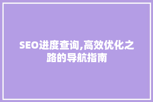 SEO进度查询,高效优化之路的导航指南
