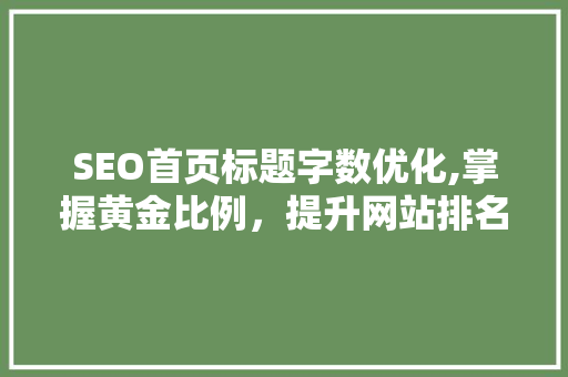 SEO首页标题字数优化,掌握黄金比例，提升网站排名