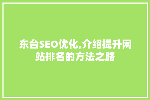 东台SEO优化,介绍提升网站排名的方法之路