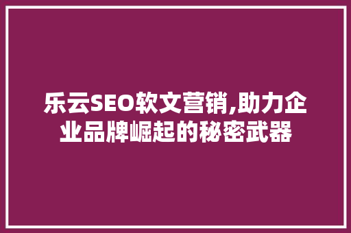 乐云SEO软文营销,助力企业品牌崛起的秘密武器