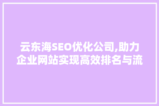 云东海SEO优化公司,助力企业网站实现高效排名与流量增长