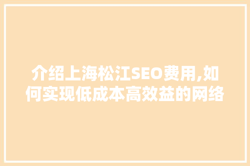 介绍上海松江SEO费用,如何实现低成本高效益的网络营销