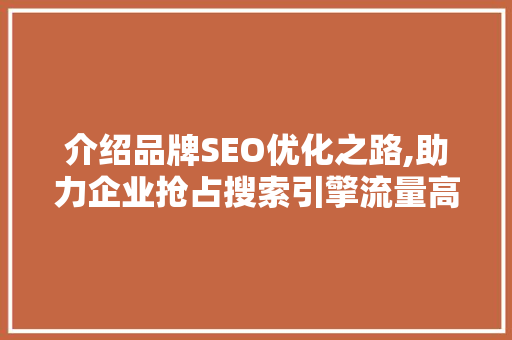 介绍品牌SEO优化之路,助力企业抢占搜索引擎流量高地